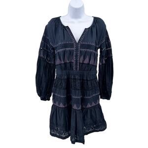 Helena Anthropologie Navy/Purple Mini Babydoll Dress Women's Size XS Stretchy